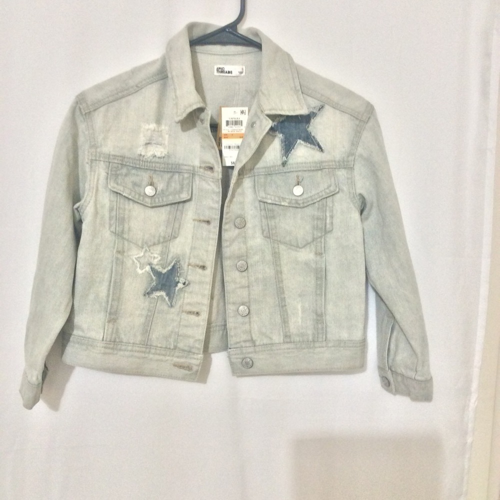 Epic Threads Star's patch distressed jacket size S